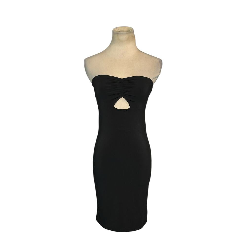 Forever 21 black strapless cutout pencil dress size Small